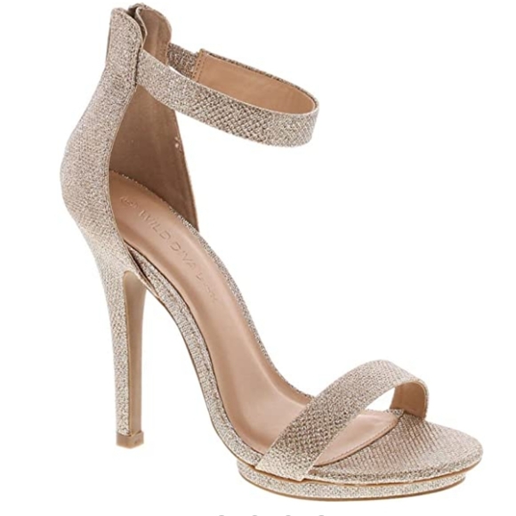 Shoes - [Wild Diva] Gold Open Toe Platform Stiletto